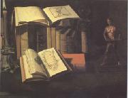Sebastian Stoskopff Still Life with Books Candle and Bronze Statue (mk05) china oil painting artist